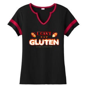 I Can't Eat Gluten It Makes My Tummy Hurt Apparel Ladies Halftime Notch Neck Tee