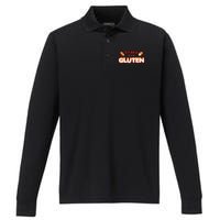 I Can't Eat Gluten It Makes My Tummy Hurt Apparel Performance Long Sleeve Polo