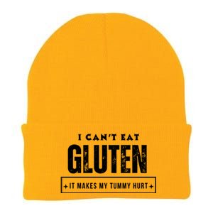 I Can't Eat Gluten It Makes My Tummy Hurt Gluten Intolerant Celiac Meme Knit Cap Winter Beanie