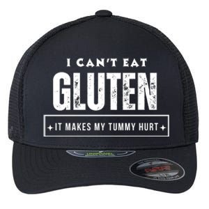 I Can't Eat Gluten It Makes My Tummy Hurt Gluten Intolerant Celiac Meme Flexfit Unipanel Trucker Cap