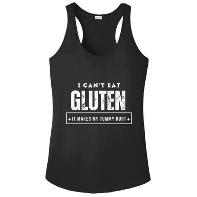 I Can't Eat Gluten It Makes My Tummy Hurt Gluten Intolerant Celiac Meme Ladies PosiCharge Competitor Racerback Tank