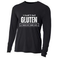 I Can't Eat Gluten It Makes My Tummy Hurt Gluten Intolerant Celiac Meme Cooling Performance Long Sleeve Crew