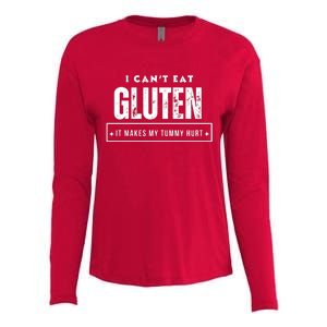 I Can't Eat Gluten It Makes My Tummy Hurt Gluten Intolerant Celiac Meme Womens Cotton Relaxed Long Sleeve T-Shirt