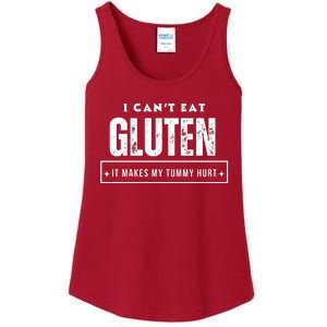 I Can't Eat Gluten It Makes My Tummy Hurt Gluten Intolerant Celiac Meme Ladies Essential Tank