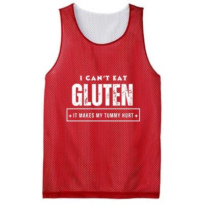 I Can't Eat Gluten It Makes My Tummy Hurt Gluten Intolerant Celiac Meme Mesh Reversible Basketball Jersey Tank