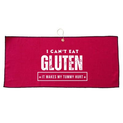 I Can't Eat Gluten It Makes My Tummy Hurt Gluten Intolerant Celiac Meme Large Microfiber Waffle Golf Towel