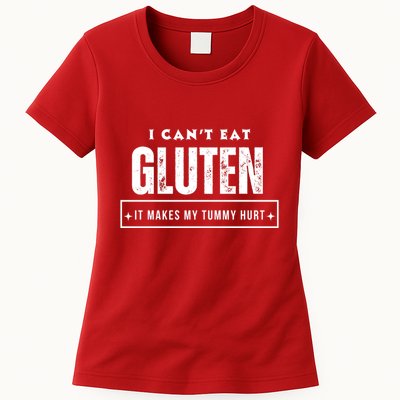 I Can't Eat Gluten It Makes My Tummy Hurt Gluten Intolerant Celiac Meme Womens T-Shirt