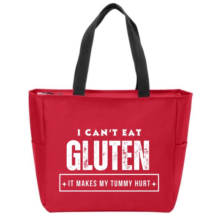 I Can't Eat Gluten It Makes My Tummy Hurt Gluten Intolerant Celiac Meme Zip Tote Bag