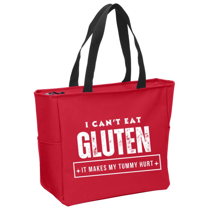 I Can't Eat Gluten It Makes My Tummy Hurt Gluten Intolerant Celiac Meme Zip Tote Bag