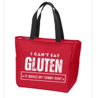 I Can't Eat Gluten It Makes My Tummy Hurt Gluten Intolerant Celiac Meme Zip Tote Bag