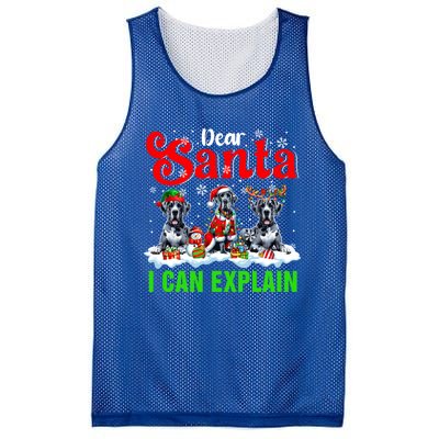 I Can Explain Xmas Three Santa Reindeer Elf Great Danes Gift Mesh Reversible Basketball Jersey Tank