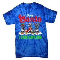 I Can Explain Xmas Three Santa Reindeer Elf Great Danes Gift Tie-Dye T-Shirt