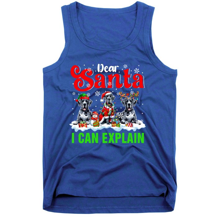 I Can Explain Xmas Three Santa Reindeer Elf Great Danes Gift Tank Top