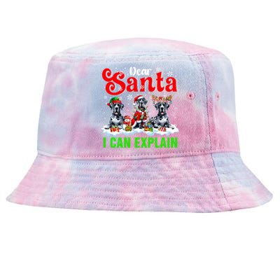 I Can Explain Xmas Three Santa Reindeer Elf Great Danes Gift Tie-Dyed Bucket Hat