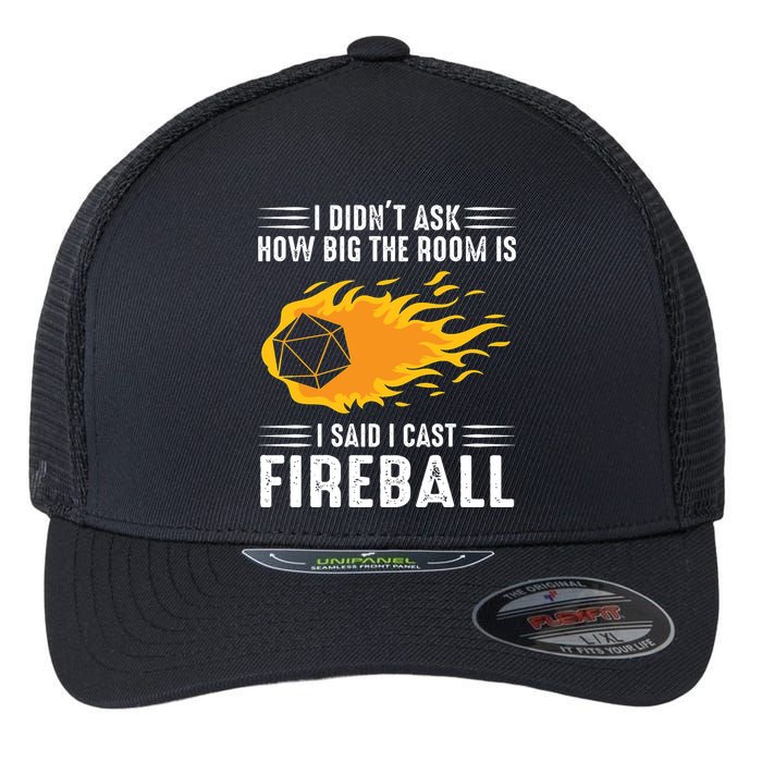 I Cast Fireball Funny Nerd Geek Wizard Magic Flexfit Unipanel Trucker Cap