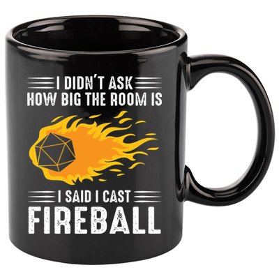 I Cast Fireball Funny Nerd Geek Wizard Magic 11oz C Handle Ceramic Mug