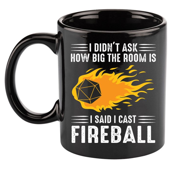 I Cast Fireball Funny Nerd Geek Wizard Magic 11oz C Handle Ceramic Mug
