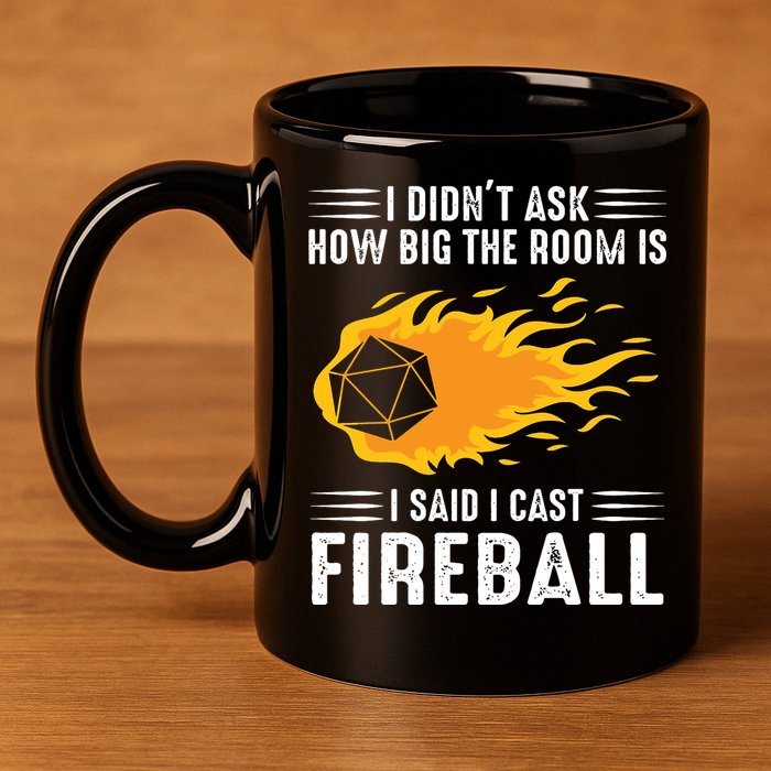 I Cast Fireball Funny Nerd Geek Wizard Magic 11oz C Handle Ceramic Mug