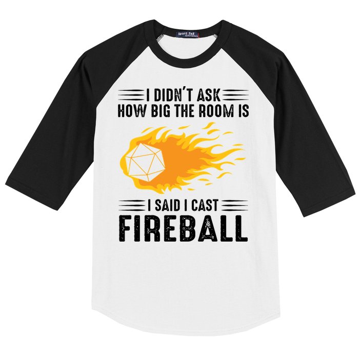 I Cast Fireball Funny Nerd Geek Wizard Magic Baseball Sleeve Shirt