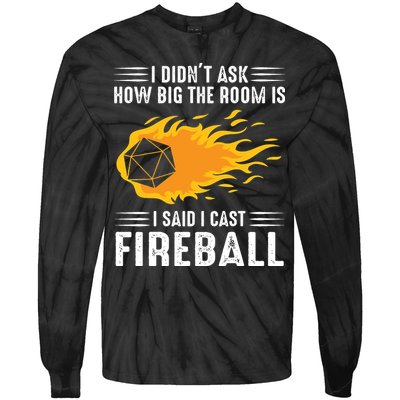 I Cast Fireball Funny Nerd Geek Wizard Magic Tie-Dye Long Sleeve Shirt