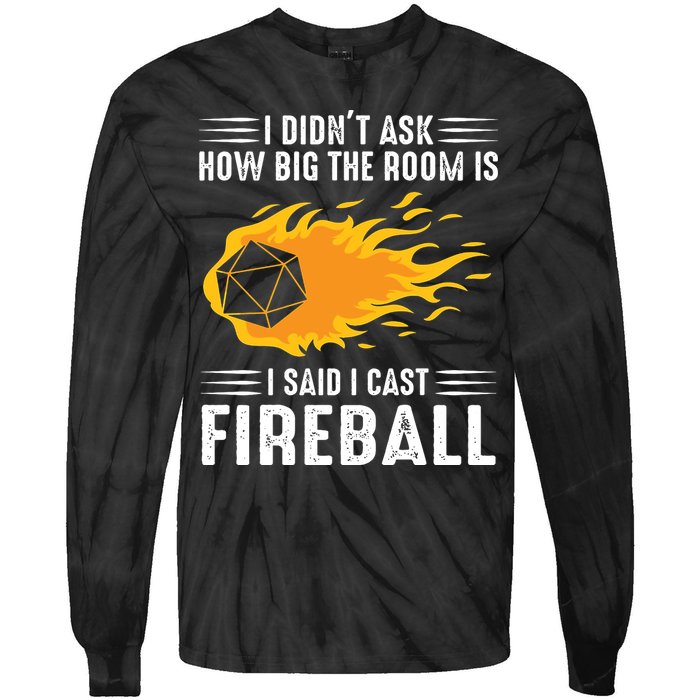 I Cast Fireball Funny Nerd Geek Wizard Magic Tie-Dye Long Sleeve Shirt