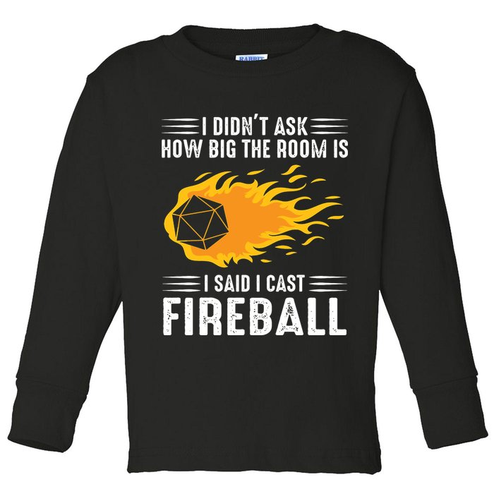 I Cast Fireball Funny Nerd Geek Wizard Magic Toddler Long Sleeve Shirt