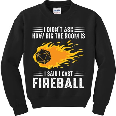 I Cast Fireball Funny Nerd Geek Wizard Magic Kids Sweatshirt