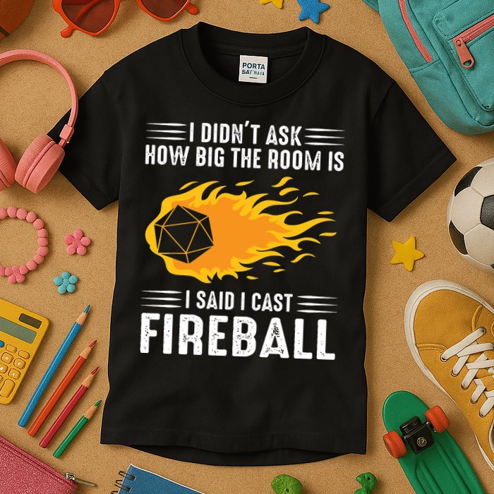 I Cast Fireball Funny Nerd Geek Wizard Magic Kids T-Shirt