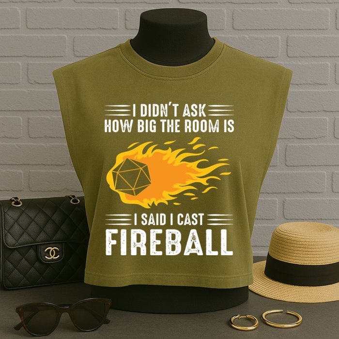 I Cast Fireball Funny Nerd Geek Wizard Magic Garment-Dyed Women's Muscle Tee