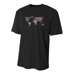 International Country Flags Traveling Countries World Flags Youth Performance Sprint T-Shirt