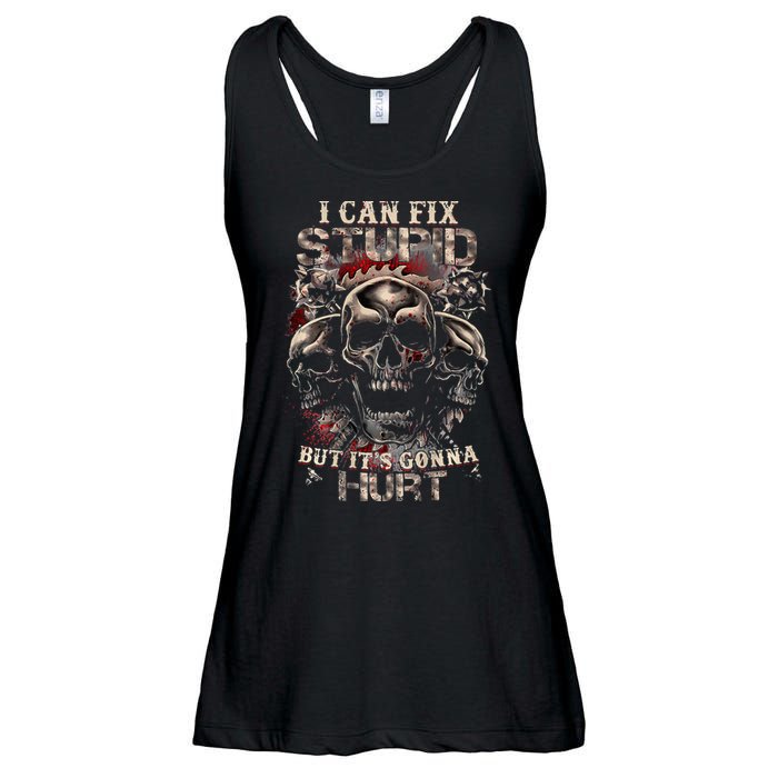I Can Fix Stupid But Its Gonna Hurt Cool Skull Ladies Essential Flowy Tank
