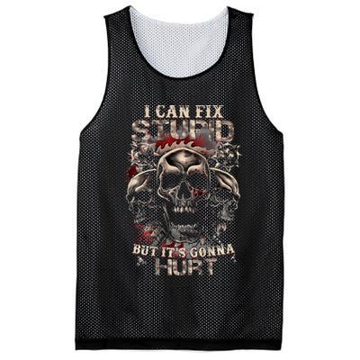 I Can Fix Stupid But Its Gonna Hurt Cool Skull Mesh Reversible Basketball Jersey Tank