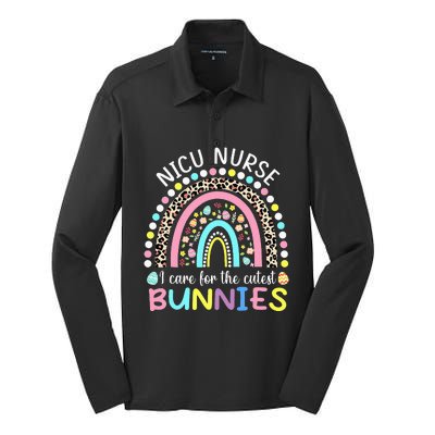 I Care For The Cutest Bunnies NICU Nurse Easter Day Silk Touch Performance Long Sleeve Polo