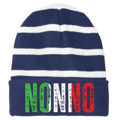 Italian Culture Family Italy Born Nonno Striped Beanie with Solid Band