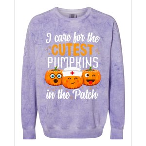 I Care For The Cutest Pumpkins In The Patch Nurse Halloween Meaningful Gift Colorblast Crewneck Sweatshirt