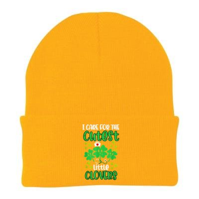 I Care For Cutest Clovers Nurse St Patricks Day Knit Cap Winter Beanie