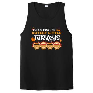 I Care For The Cutest Cool Turkey Nurse Thanksgiving Teacher Cool Gift PosiCharge Competitor Tank