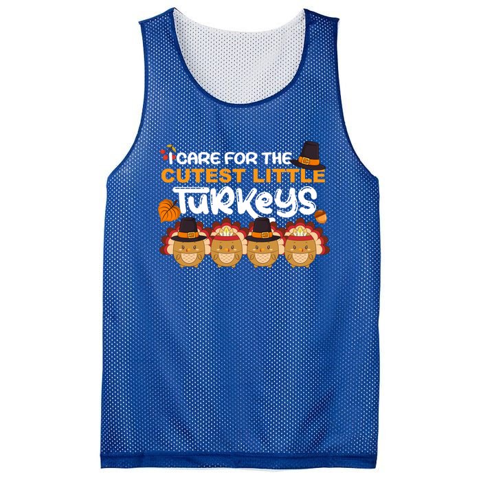 I Care For The Cutest Cool Turkey Nurse Thanksgiving Teacher Cool Gift Mesh Reversible Basketball Jersey Tank