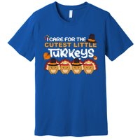 I Care For The Cutest Cool Turkey Nurse Thanksgiving Teacher Cool Gift Premium T-Shirt