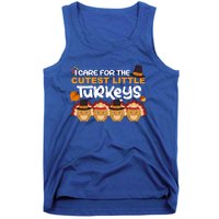 I Care For The Cutest Cool Turkey Nurse Thanksgiving Teacher Cool Gift Tank Top