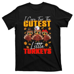 I Care For The Cutest Little Turkeys Thanksgiving Day Women T-Shirt