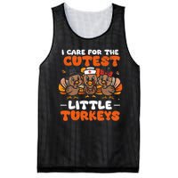 I Care For The Cutest Little Turkeys Thanksgiving Fall Nurse Mesh Reversible Basketball Jersey Tank