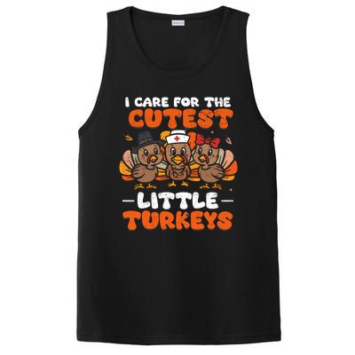 I Care For The Cutest Little Turkeys Thanksgiving Fall Nurse PosiCharge Competitor Tank