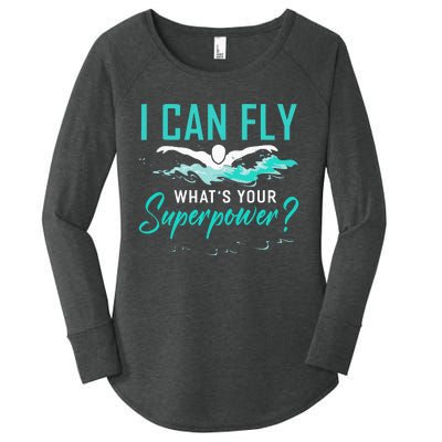 I can fly whats your superpower funny swimmer Women's Perfect Tri Tunic Long Sleeve Shirt