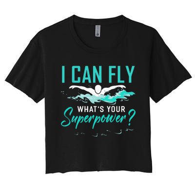 I can fly whats your superpower funny swimmer Women's Crop Top Tee