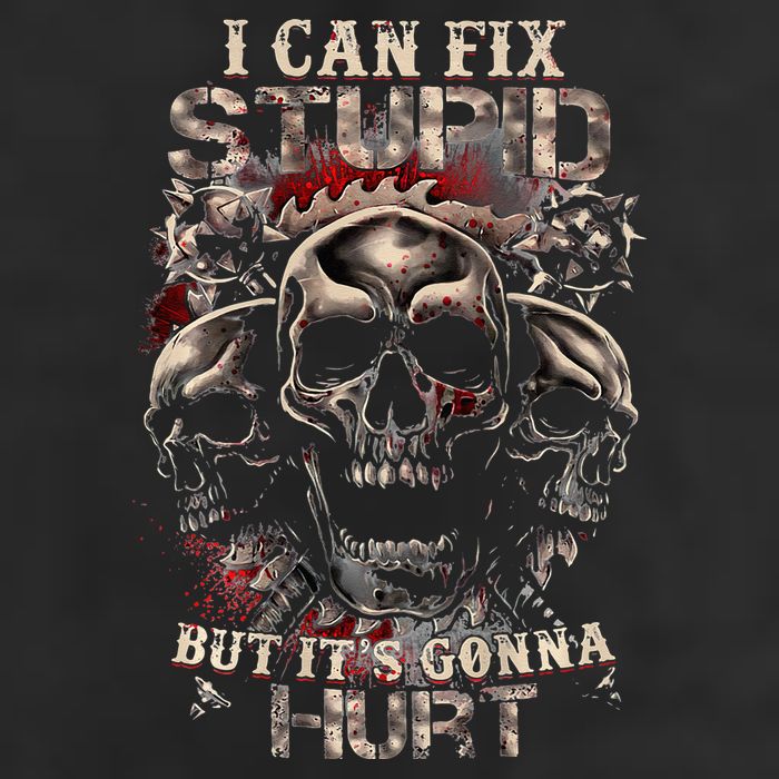 I Can Fix Stupid But Its Gonna Hurt Cool Skull 7 Panel Mesh Trucker Snapback Hat