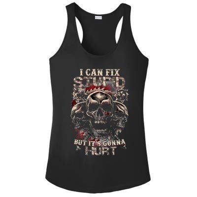 I Can Fix Stupid But Its Gonna Hurt Cool Skull Ladies PosiCharge Competitor Racerback Tank