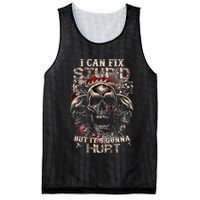I Can Fix Stupid But Its Gonna Hurt Cool Skull Mesh Reversible Basketball Jersey Tank