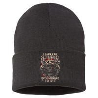 I Can Fix Stupid But Its Gonna Hurt Cool Skull Sustainable Knit Beanie