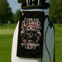I Can Fix Stupid But Its Gonna Hurt Cool Skull Golf Towel